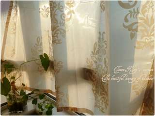 Elegant Baroque Pattern Creamy Small cafe Curtain  