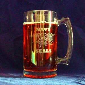  Custom Etched US Navy Seals Emblem on 25 Oz Sports Mug (1 