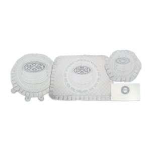  Four piece Passover seder set with silver embroidery 
