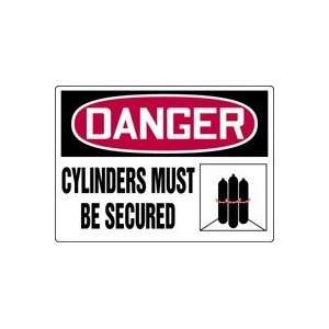 DANGER CYLINDERS MUST BE SECURED (W/GRAPHIC) 10 x 14 Adhesive Dura 
