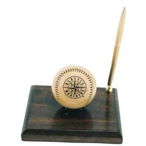  Seattle Mariners Wood Baseball Desk Set with Pen: Sports 