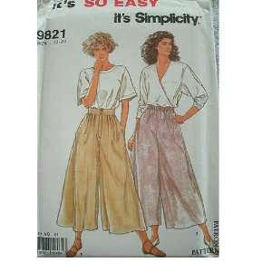 MISSES CULOTTES SIZE 10 12 14 16 18 20 ITS SO EASY SIMPLICITY PATTERN 