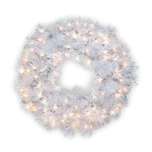    30 Pre Lit Wispy Willow Grande White Wreath: Home & Kitchen