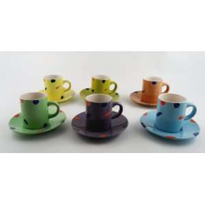  Coffee Cup and Saucer Set of 12 Stoneware Kitchen 