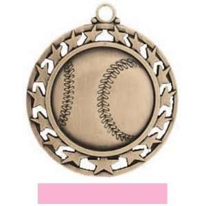 Awards 2.5 Custom Baseball With Stars Medals BRONZE MEDAL/PINK RIBBON 