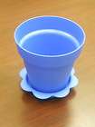 NEW 6 Blue Plastic Flower Pot with Sauc