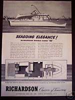 1956 Richardson dbl Cabin 41 Cruiser yacht ad  