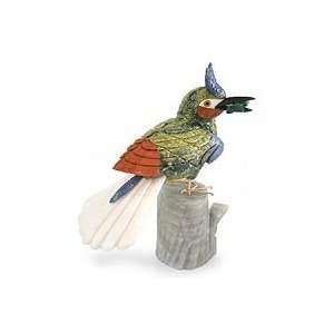   Serpentine and onyx statuette, Hungry Kingfisher