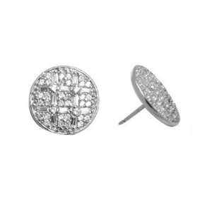   Silver 15mm round Iced Out custom cut CZ Earrings (Free Ship+giftbox