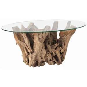   Kingston Driftwood/Glass Oval Cocktail Table Furniture & Decor