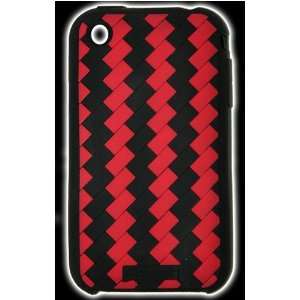  Dermis iPhone 3G Twisted Checkers Silicone Skin Case   Red 