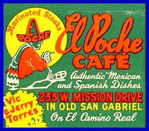 1950s El Poche Cafe Matchcover  Old San Gabriel CA  