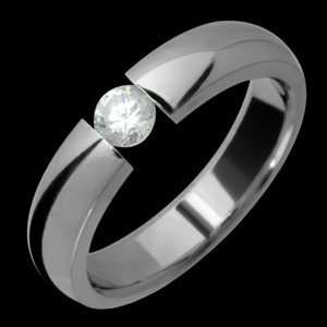  Sarin   size 8.75 Titanium Ring with Tension Set Cz Alain 
