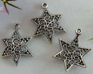 free ship 55pcs tibet silver star pendants 18mm #1A32  