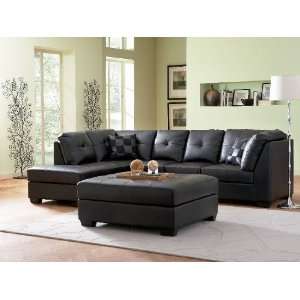  Coaster Darie Black Leather Sectional Sofa