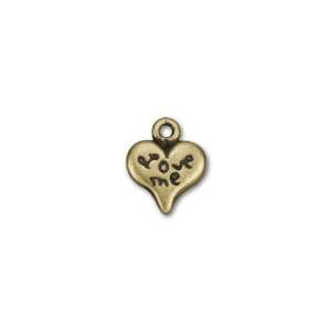 Antique Brass Plated Pewter Heart Love Charm: Arts, Crafts 