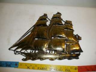 large sail boat plaque picture by syroco inc. 1970s Burwood plastic 