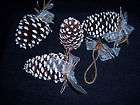 Pine Cone Ornaments Decorative Set of 4, Trees, Wreaths  