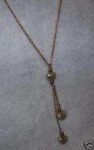 Fashion Jewelry AVON Necklace Goldtone Heart Bead Dangl  