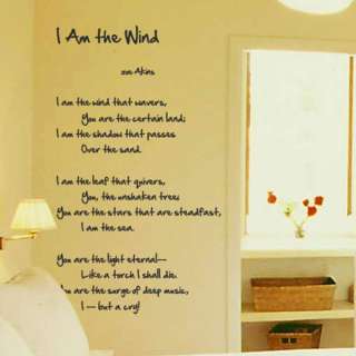 Removable Lettering Wall Decal Sticker I am the wind  