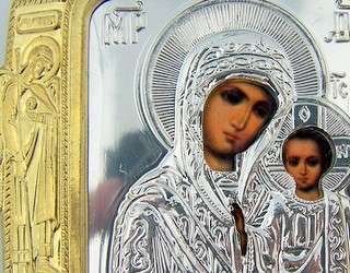 Russian Car icon Madonna Child Infant Jesus & Angels  