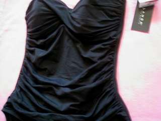   hot hot strapless ruched bra one piece swimsuit swimwear 14 16 nwt in
