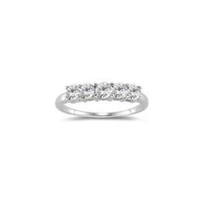  1.00 Ct White Sapphire Five Stone Ring in 18K White Gold 7 