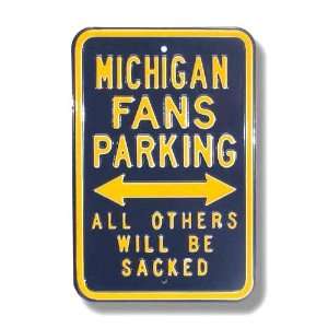   Michigan Wolverines Navy Blue Sacked Parking Sign