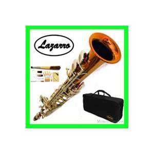 NEW Band Orange/Gold Soprano Saxophone/Sax Lazarro+11 Reeds,Case and 