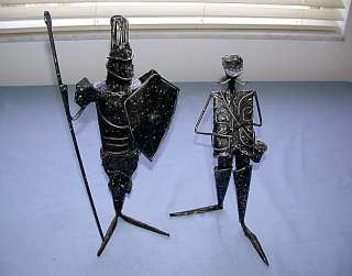Two Vintage Folk Art Metal Art Statues Figurines  