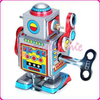 Mini Wind Up Walking Classic Robot Toy Vintage Style  