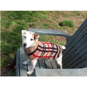   Tan Plaid Handmade Wool Designer Dog Sweater Size XL