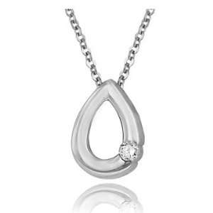   05 carat Oval Drop 14K White Gold Fashion Diamond Necklace: Jewelry