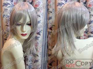 RIKU SILVER GREY medium long layered wig cosplay KH2  