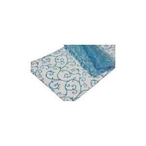  Wholesale wedding Organza Flocking Runner   Aqua Blue 