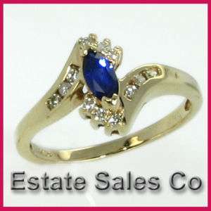 10kyg Diamond & Marquise Blue Stone Fashion Ring .40 ct  