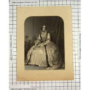    Antique Engraving Portrait Mrs Ashley Eyles Buckner