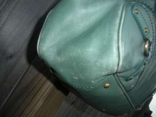 RAFE Blue Green Large Leather Satchel Shoulderbag Purse  
