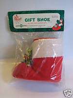 Vintage Santa Claus Large Gift Shoe Felt Holly Deco MIP  