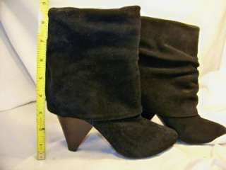 Womens Shoes NEW STEVE MADDEN Fold Black Suede Boots 6 $149  
