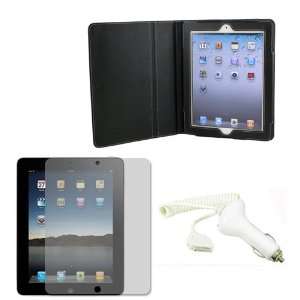  IPAD 2 slim fit black leather case with screen protector 