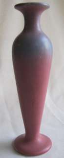 Muncie Art Pottery Bud Vase 8 Tall Matte Blue over Rose Book Piece 