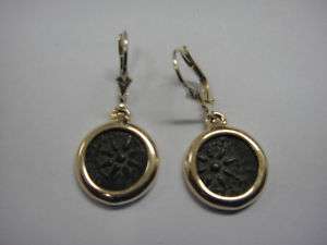 14K gold Earrings with Bronze Widows Mite coin  