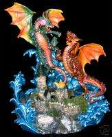 CASTLE WITH FIGHTING WINGED DRAGONS MISTING FOUNTAIN  