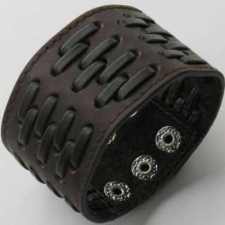 Dark Brown Genuine Leather Cuff Bracelet Wristband Men  