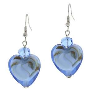  Heart Shape Murano Glass Valentina Style Dangle Earrings: Jewelry