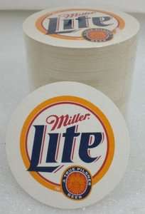 100   Miller Lite Beer Round COASTERS Pub Bar white  