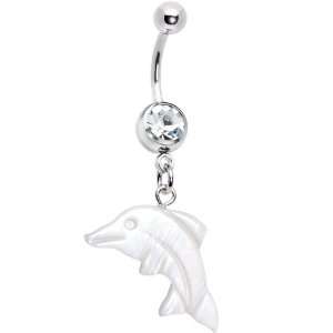  Mother of Pearl Shell Dolphin Belly Ring Jewelry