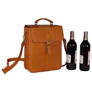  Structured Double Wine Bottle Carrier Color: Tan: Kitchen 