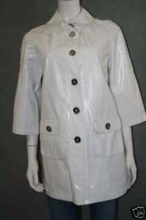 NWT Michael KORS White Patent Swing Coat Rain Jacket L  